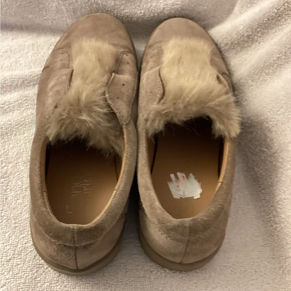 Franco Sarto Faux Fur Leather Slip on Sneakers Size 7.5